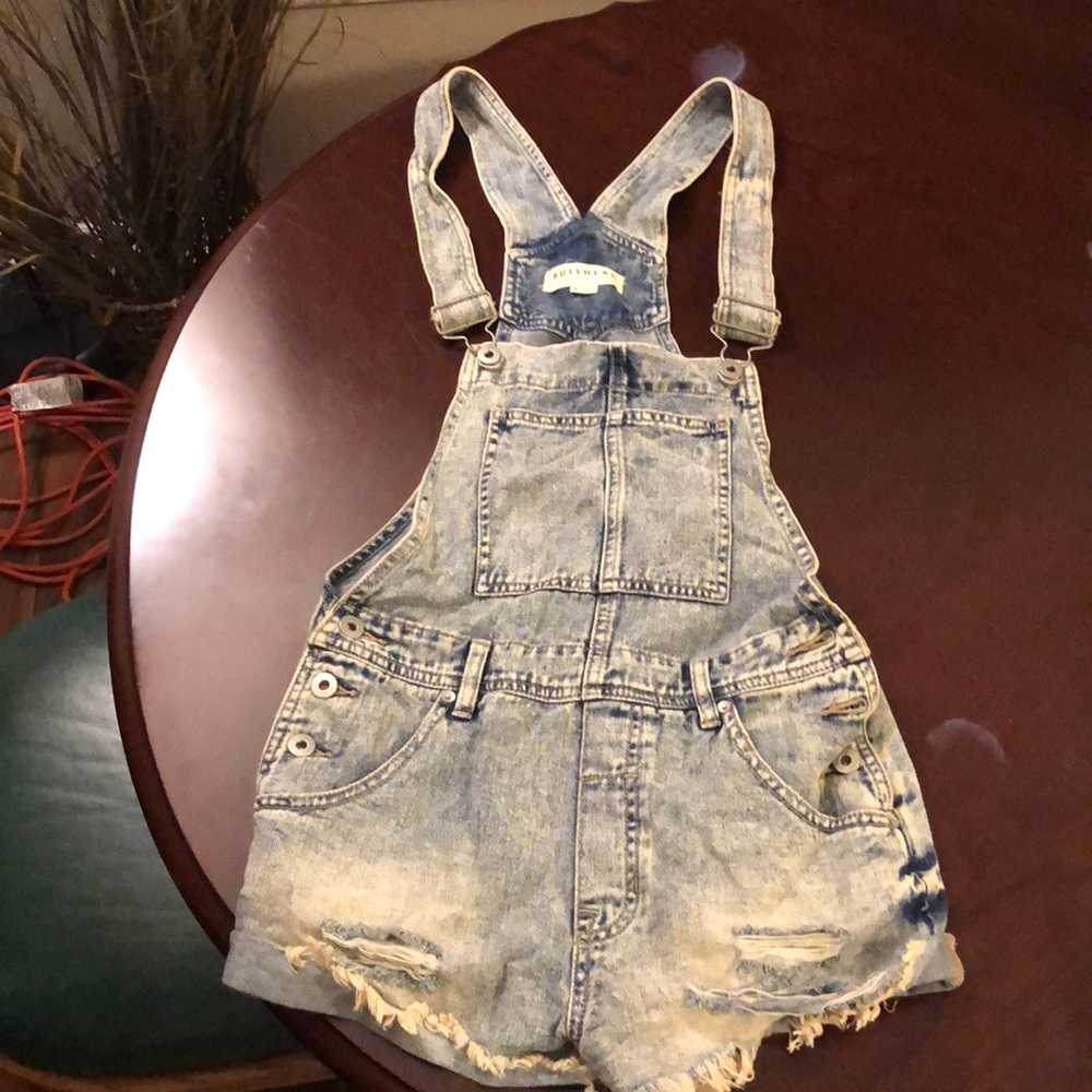 Denim overall shorts